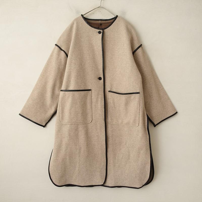 サテンライナー付きパイピングコート 新宿店】サテンライナー付きパイピングガウンコート - Kastane