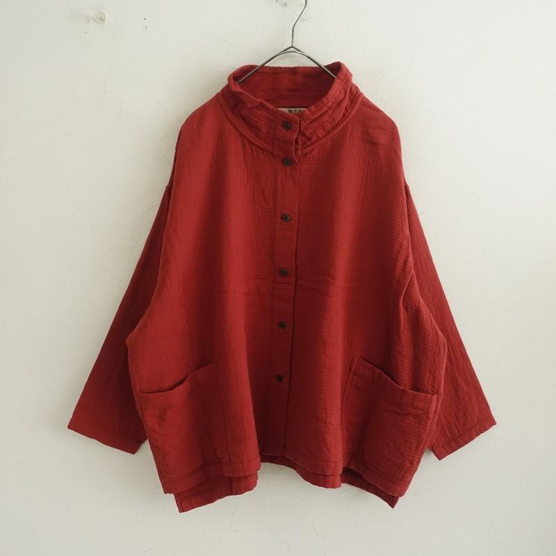 群言堂 石見銀山 *スタンドカラー裏起毛接結ドロップショルダー