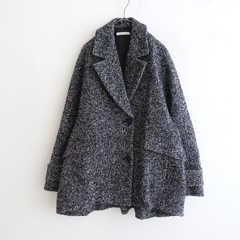 HOUSE OF LOTUS ブラック ウールコート HOUSE OF LOTUS（ハウス オブ ロータス） *ウールツイードケープライク