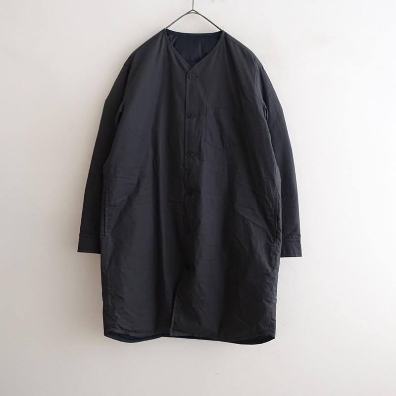 ゴーシュ／コットンブロードシャツ／サイズ2 ブラック ゴーシュ 【定価7.5万】ゴーシュ *ブロードノーカラーダウンシャツ