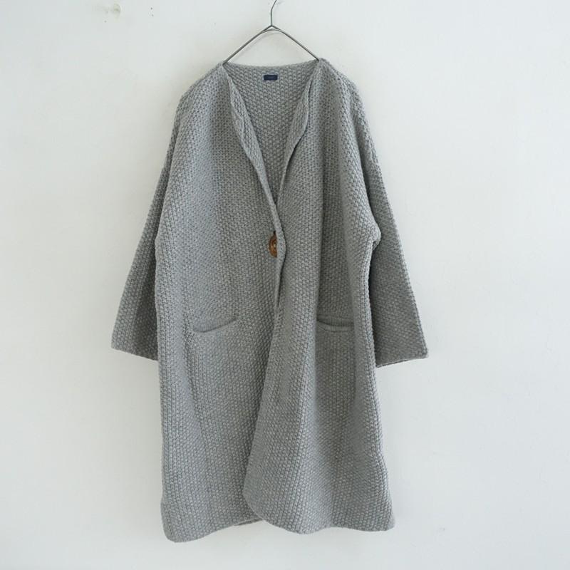 ICHI（イチ） *カノコ編みニットポケットコートロングカーディガン