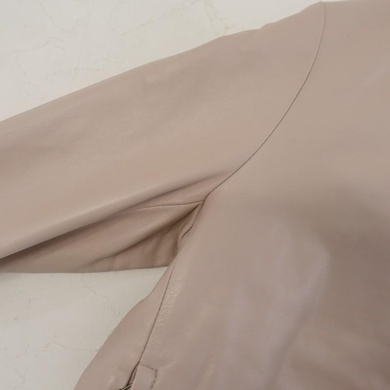 レリル lelill *ラムレザージャケット*36ピンク羊革ノーカラードット