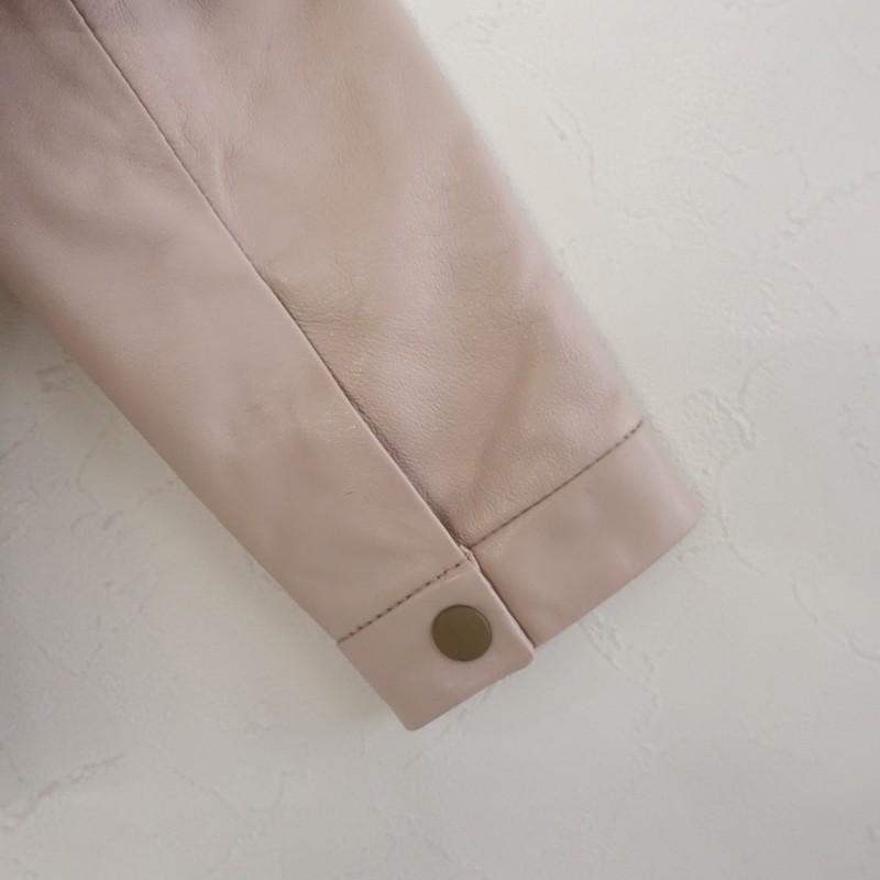 レリル lelill *ラムレザージャケット*36ピンク羊革ノーカラードット