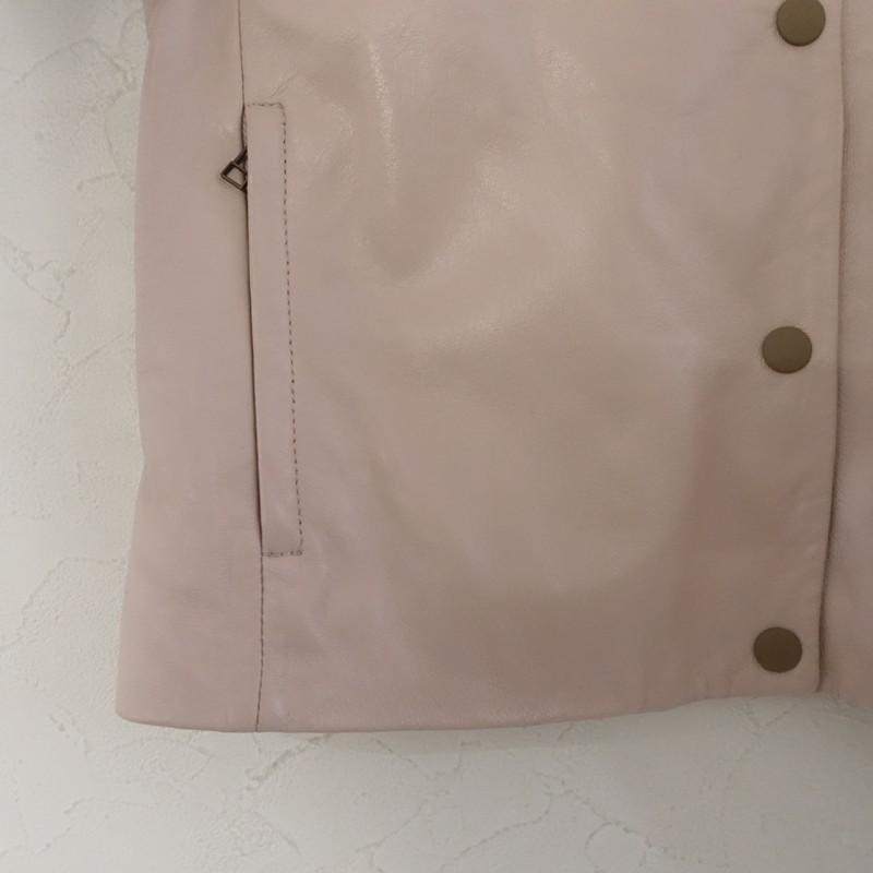 レリル lelill *ラムレザージャケット*36ピンク羊革ノーカラードット