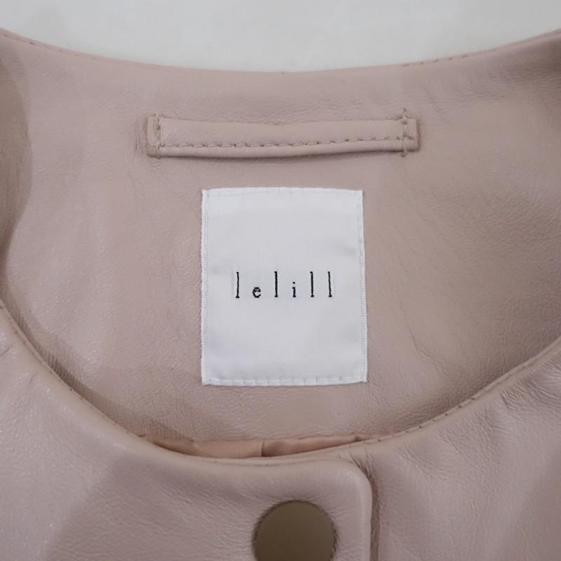 レリル lelill *ラムレザージャケット*36ピンク羊革ノーカラードット
