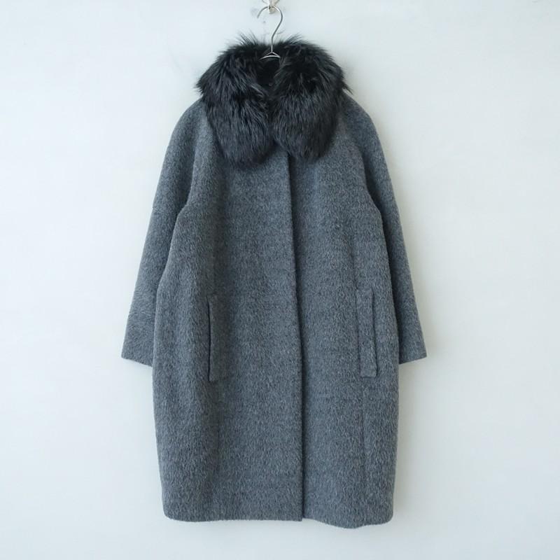 美品⭐︎BACCA シャギー　ピーコート　アンゴラ混　リアルファー襟付き martinique（マルティニーク） *FOXファー襟付きシャギーコート*ウール