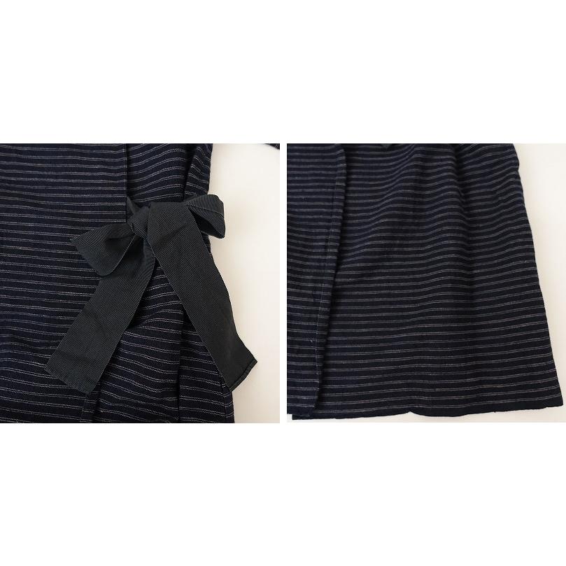 dosa ドーサ DOSA *wrap coat*1リネンコットン麻綿ネイビー×ホワイト紺 