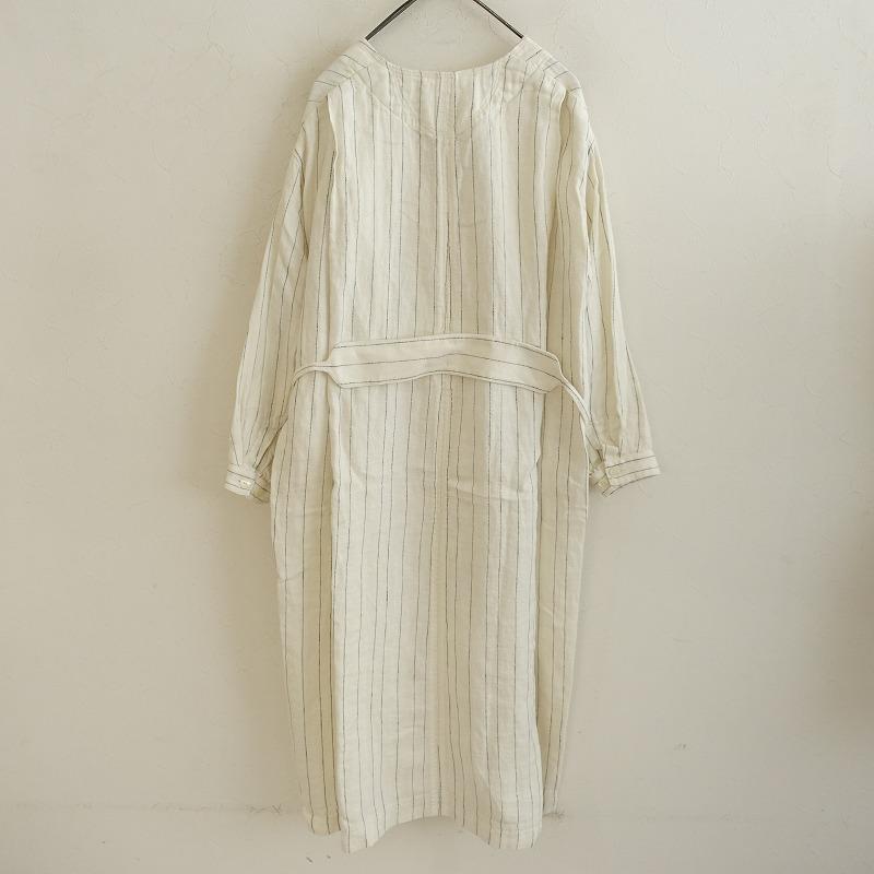 outil ウール×リネン　ピンストライプ　ダブルコート outil ウール×リネンピンストライプダブルコート