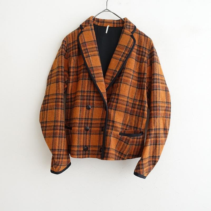 エムズブラック m's braque *ウールチェックダブルボタンジャケット*38