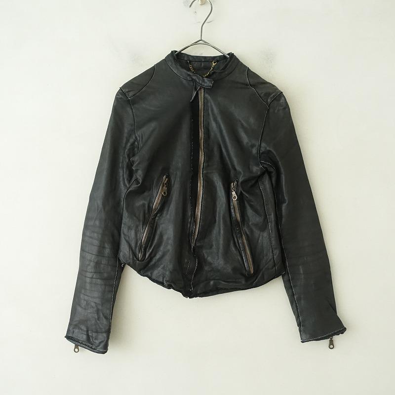 sisii（シシ） *レザーライダースジャケット*S皮革ブラック黒ジップ