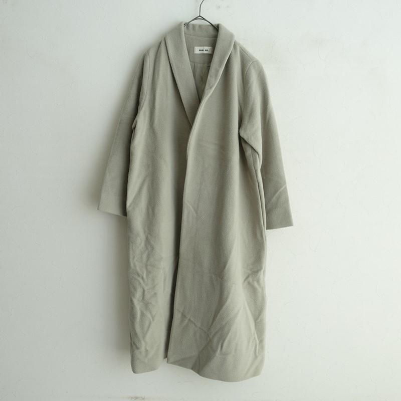 evam eva 【定価7.7万】エヴァムエヴァ *wool angora robe coat ロング羽織コート*1グレーピン付き上着 ...