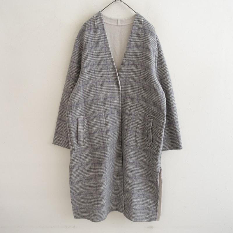 自由区（ジユウク） *リバーシブルコート*40毛ウール混グレー系グレン