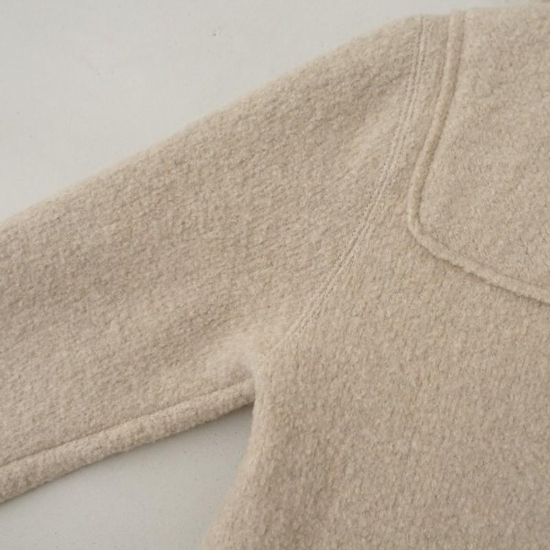 evam eva（エヴァムエヴァ） *ウールコート*1毛ライトベージュフード