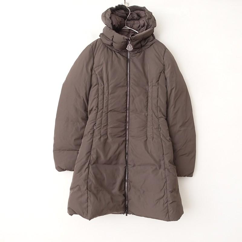 モンクレール MONCLER *フード付きダウンコート*羽毛中綿チャコール
