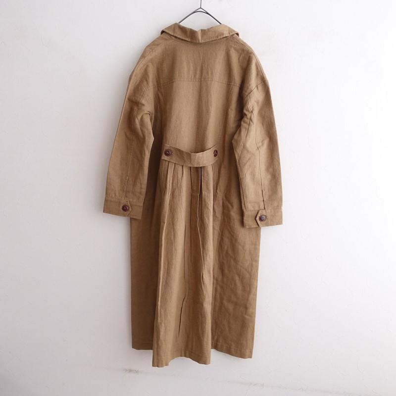 マシュカシュ Mashu Kashu *リネンコットン丸襟Vネックコート*麻綿 