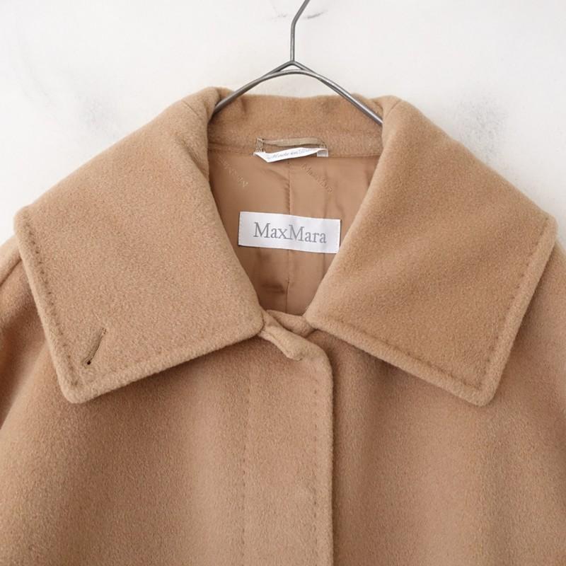 マックスマーラ、キャメル色 ウール混合 ロングコート マックスマーラ MaxMara *カシミヤ混コート*44毛ウール混キャメル
