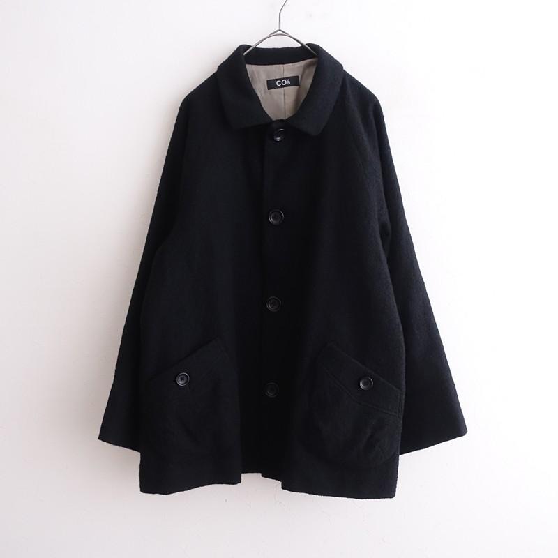 美品】コズ CO's *ウールジャケット*毛ブラック黒コート羽織アウター上