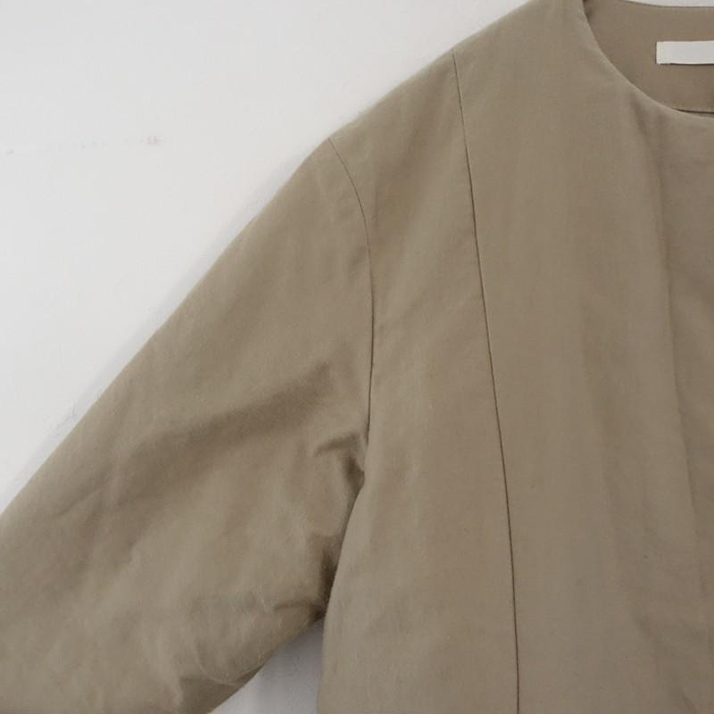 evam eva（エヴァムエヴァ） *中綿ノーカラーコート*1コットンベージュ