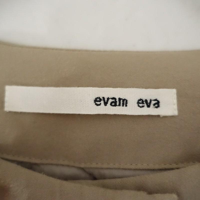 evam eva（エヴァムエヴァ） *中綿ノーカラーコート*1コットンベージュ