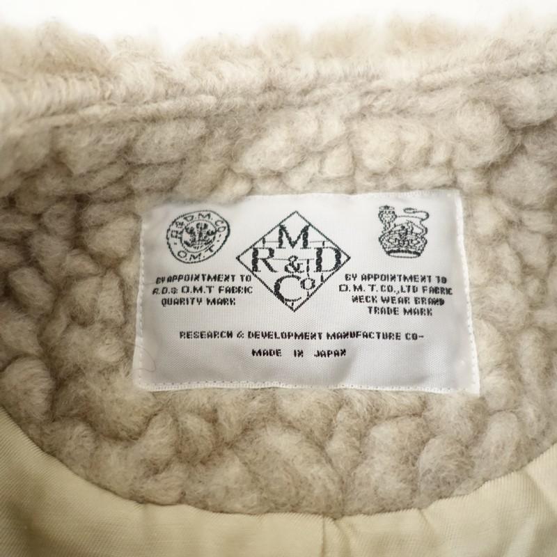 R&D.M.Co. ノーカラージャケット S ベージュ 定価10.3万】オールドマンズテーラー R&D.M.Co- *ボアコート*毛