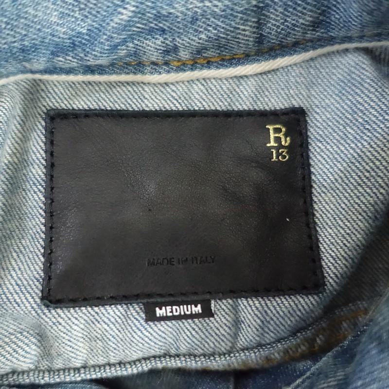 R13（アールサーティーン） *コットンダメージ加工デニムジャケット*M 
