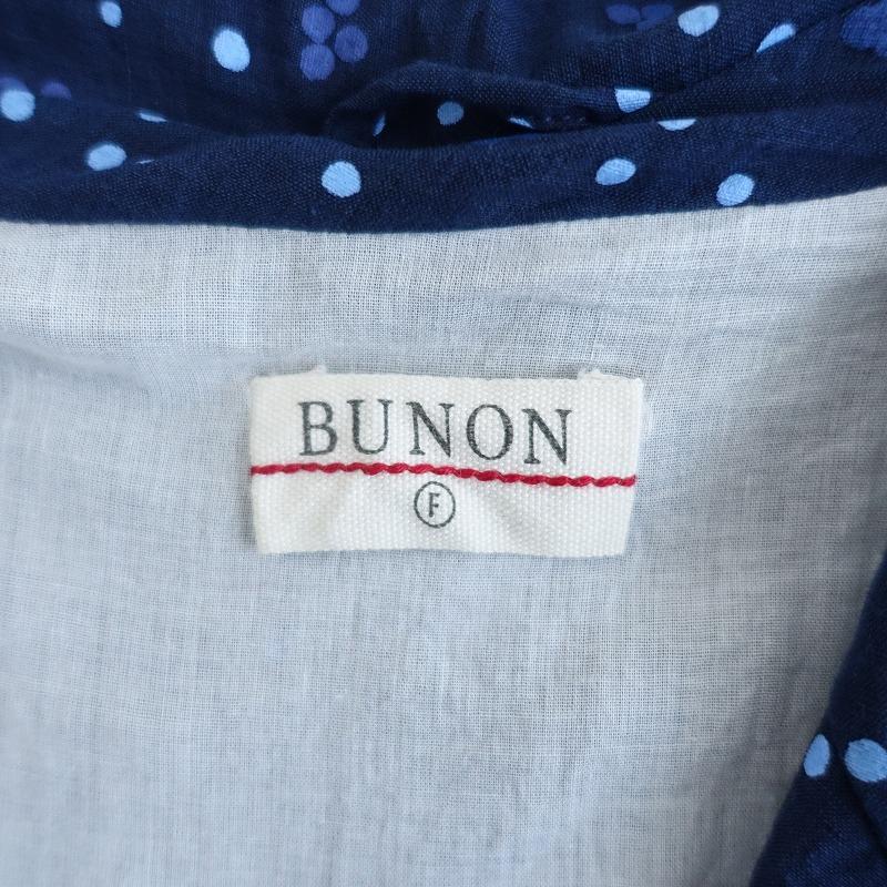 ブノン BUNON *リネンコットン混プリントロングコート*Fネイビー ブノン BUNON *リネンコットン混プリントロングコート*Fネイビー