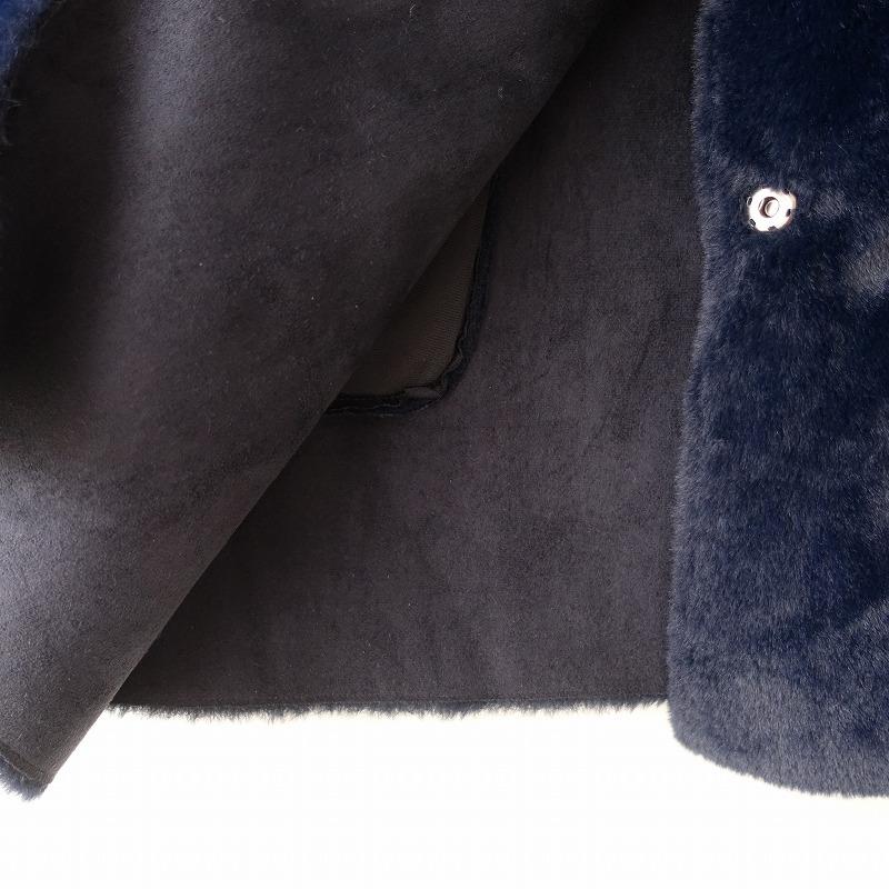 未使用/国内正規品】ヴェイユ WEILL *フェイクファーコート*38ネイビー 新品未使用ノーカラー フェイクファーコート ネイビー