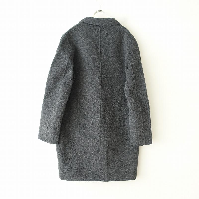 Acne Studios ノーカラーロングコート チャコールグレー