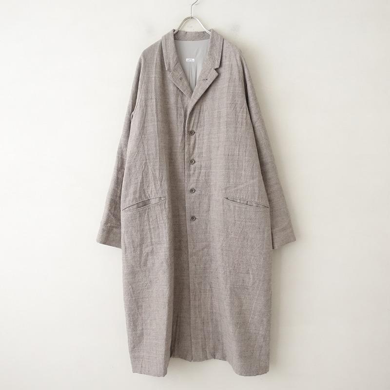 定価5.8万】トキホ TOKIHO *ウールリネンロングコート*2チェスター無地 