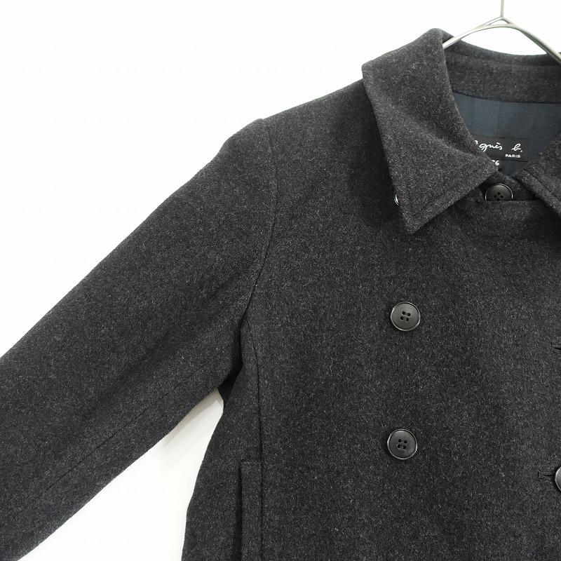 アニエスベー agnes b. *ウール混ダブルボタンロングコート*36 アニエスベー agnes b. *ウール混ダブルボタンロングコート*36