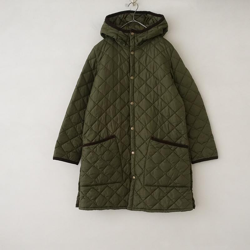 Barbour（バブアー） *キルティングフーディロングコート*34グリーン系
