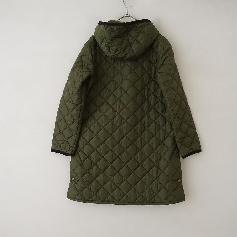 Barbour（バブアー） *キルティングフーディロングコート*34グリーン系