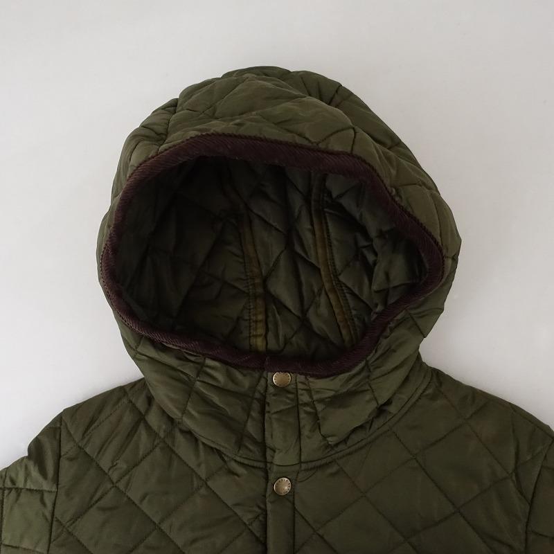 Barbour（バブアー） *キルティングフーディロングコート*34グリーン系