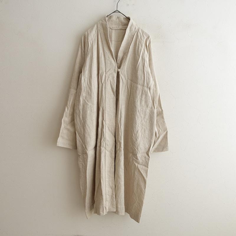 えみおわす *ヘリンボーンロングコート*ナチュラルライトベージュ