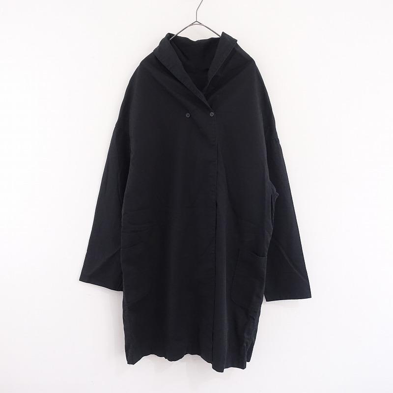 Y's コットンツイル　ロングケープコート a+koloni アラクリティーコロニー *コットンツイルロングコート*F黒