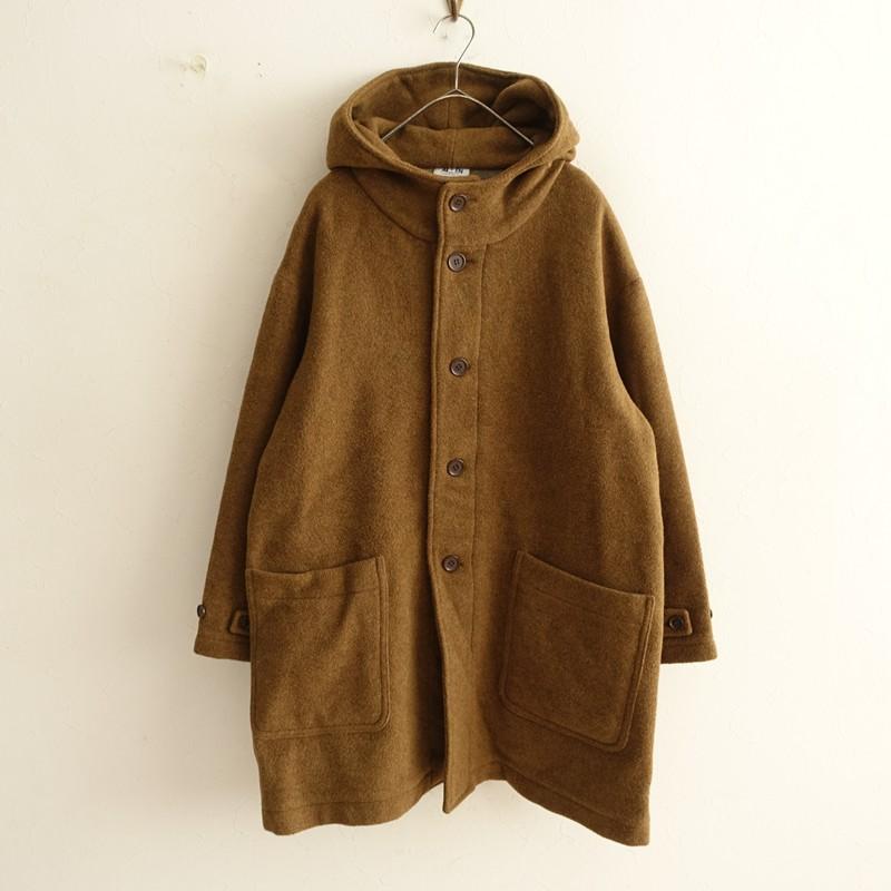 ARMEN（アーメン） *ウールブレンドフーディコート*0ブラウン無地