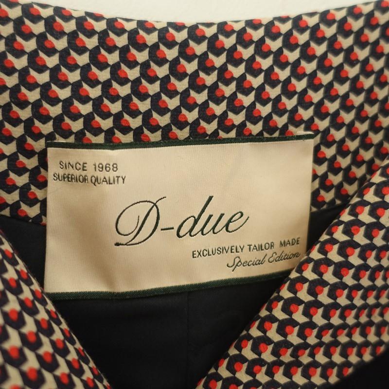D-due（デ・ドゥエ） *ウールブレンドノーカラーコート*ネイビー無地 