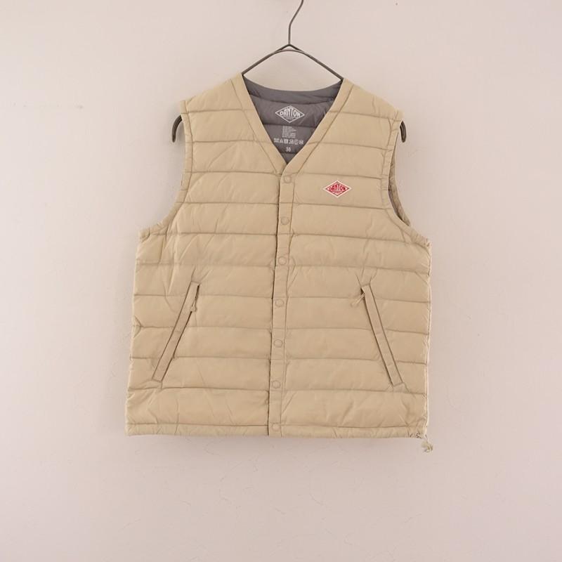 ダントン（DANTON）Vネックダウンベスト　ベージュ　36 Danton（ダントン） 【定価1.5万】ダントン *インナーダウンベスト*36