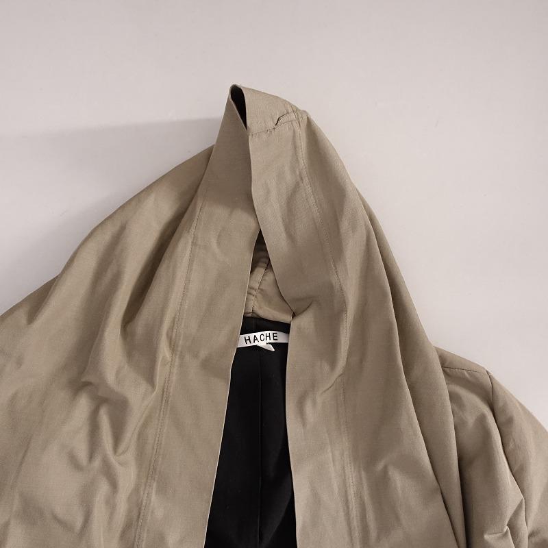 アッシュ HACHE *カシュクールコート*38ジャケットタック切替えベルト 