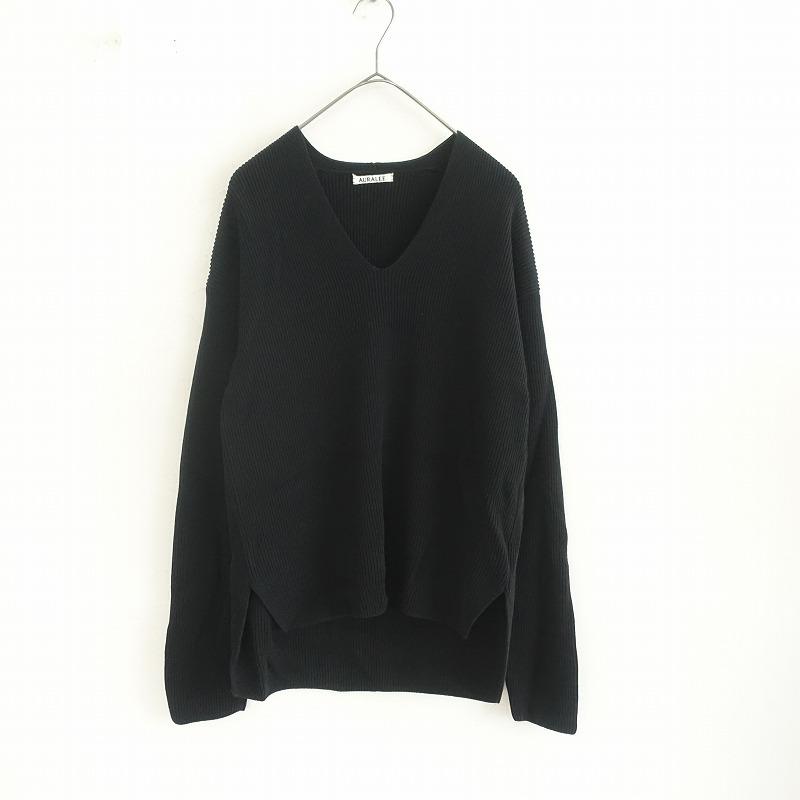 AURALEE SUPER FINE WOOL RIB KNIT V NECK AURALEE SUPER FINE WOOL