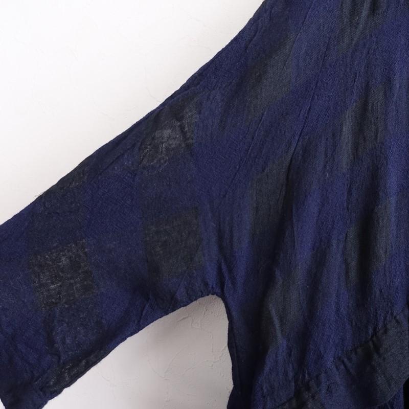 ダニエラグレジス DANIELA GREGIS *ウールリネンブロックチェックワンピース*ドレス毛麻ネイビーブラック(k1-2512-145)【60A62】_2