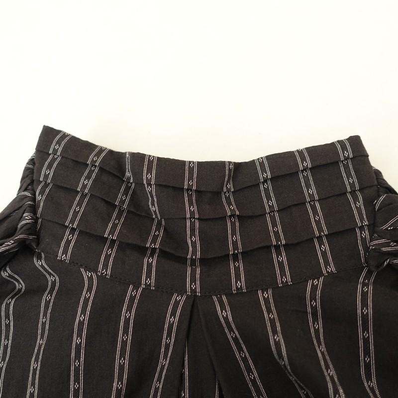 FUMIE=TANAKA　ブラウス　ブラック　ストライプ　長袖　刺繍 FUMIE=TANAKAブラウスブラックストライプ長袖刺繍