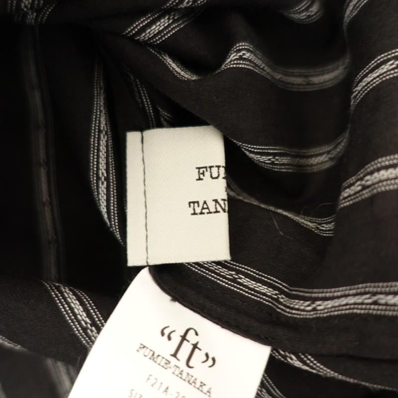 FUMIE=TANAKA　ブラウス　ブラック　ストライプ　長袖　刺繍 FUMIE=TANAKAブラウスブラックストライプ長袖刺繍