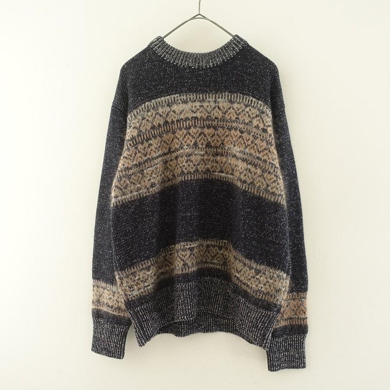 未使用/定価3.5万】アンフォーク UNFOLK *Fair isle pattern jacquard 