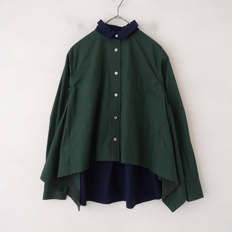 sacai（サカイ） *コットン混バイカラーシャツ*薄手ブラウスフィッシュ 
