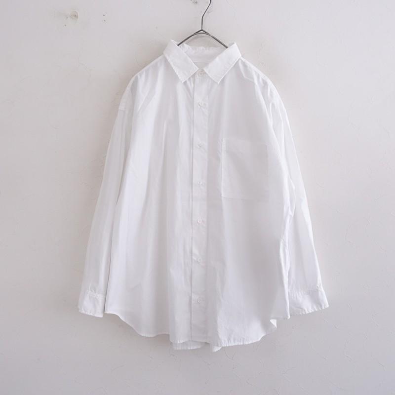 レディース TOUJOURS( トゥジュー)ホワイト コットン プリーツ長袖シャツ