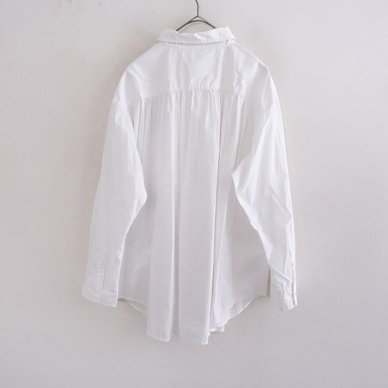 TOUJOURS（トゥジュー） *コットンバックギャザーブラウス*2シャツ白