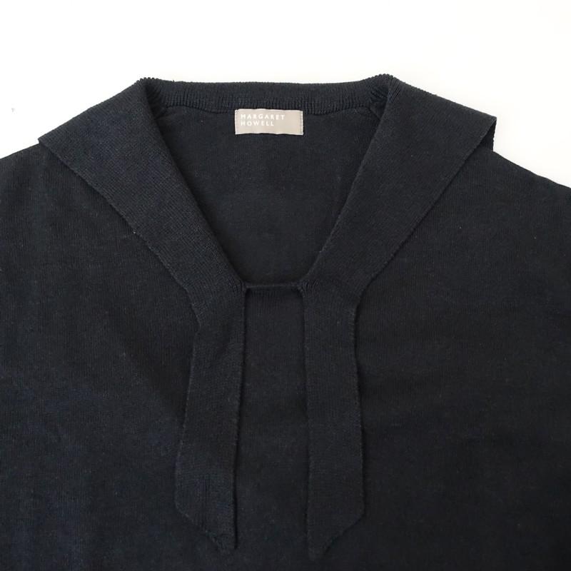 24SS美品✨マーガレットハウエル　リネンシルク混セーラーカラーニット　Ⅱ MARGARET HOWELL（マーガレットハウエル） 【定価2.9万】マーガレット