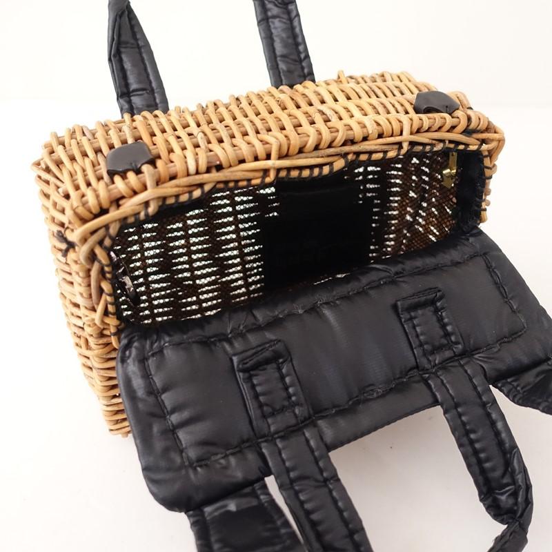 【定価8.3万】エバゴス ebagos *run run jump hope roll and go ランチバスケット*天然素材レザーブラック手提げ(kba30-2604-222)【41E62】の画像