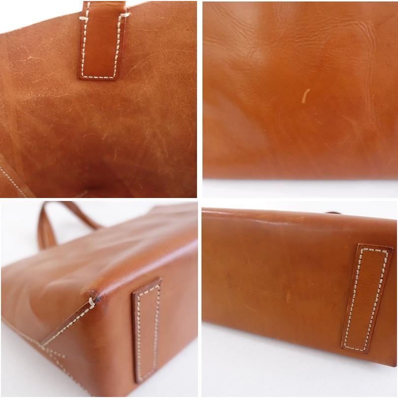 【美品】ゲンテン　トートバッグ　オールレザー　ブラウン　ロゴ型押し　肩掛け大容量 美品】genten ゲンテン レザートートバッグ ブラウン パスケース付き